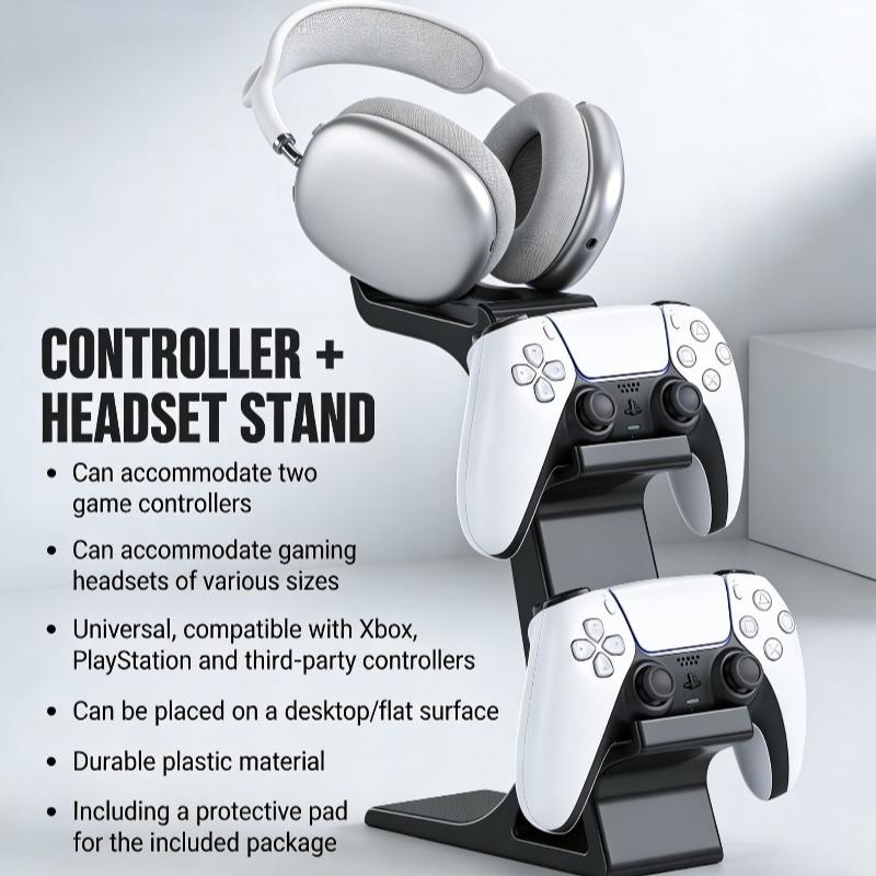 Controller Stand & Headphone Rack, Headphone Storage Stand, Game Controller Organizer, Made of Durable Plastic
