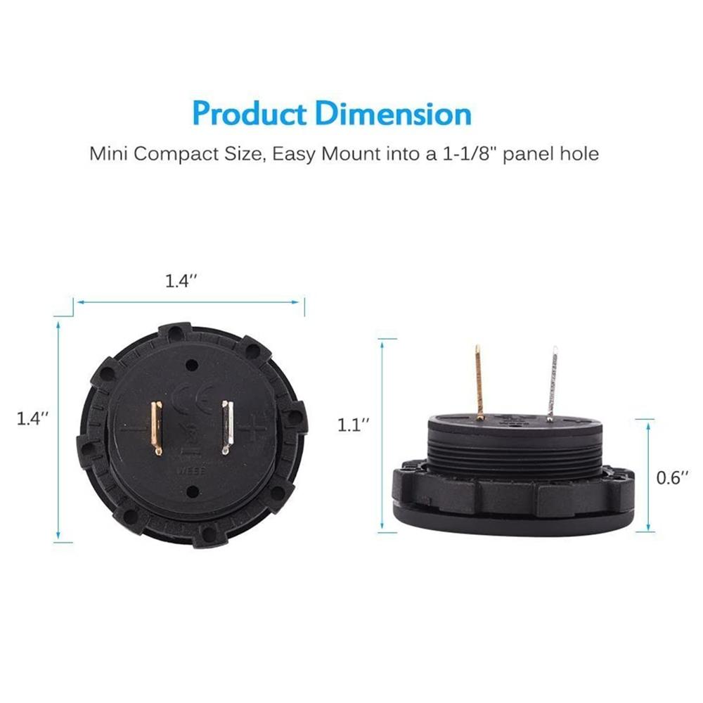 DC 5-48V Car Motorcycle Voltmeter Mini Digital Waterproof LED Panel Tester Display Round Volt Meter Gauge