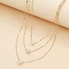 1pc Women'S Simple Multilayer Star Love Water Drop Rhinestone Pendant Necklace Clavicle Chain Jewelry For Women