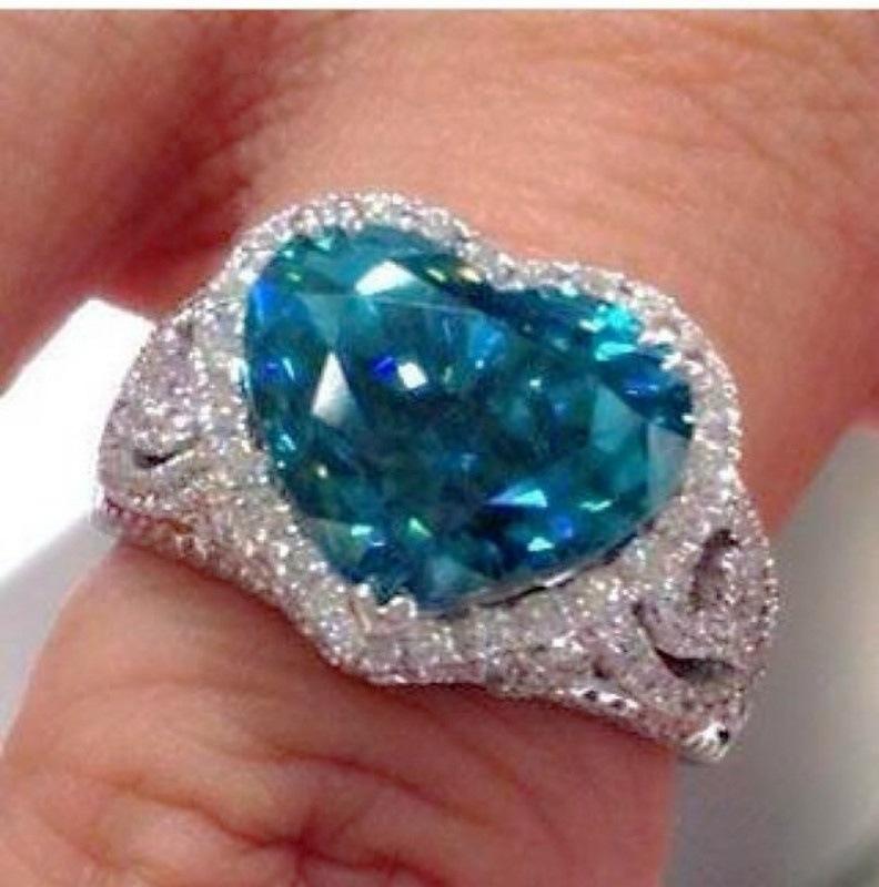 

Exquisite Silver Color Inlaid with White Blue Stone Rings Heart Fashion Party Engagement Wedding Rings for Women 11