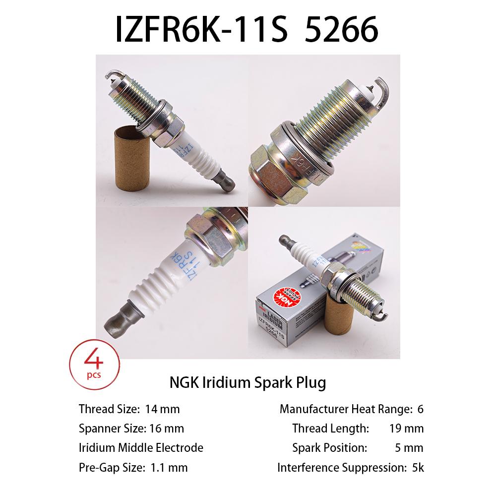 4pcs Original  Iridium Spark Plug IZFR6K-11S 5266 For HONDA CR-V Civic City FR-V 4pcs IZFR6K-11S
