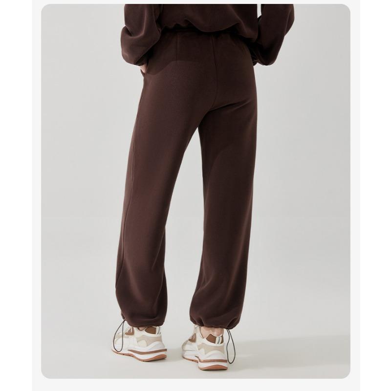 Calças esportivas femininas de inverno acolchoadas, grossas, de pernas largas e retas