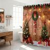 1 szt. Wodoodporna zasłona prysznicowa z nadrukiem wieńca choinkowego, przegroda, zasłona do zawieszenia zapewniająca prywatność, 12 haczyków, wiele rozmiarów