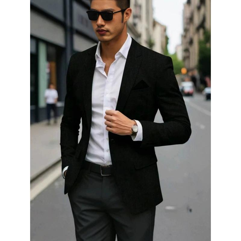 Men Slim Fit Single Breasted Solid Color Long Sleeve Casual Blazer