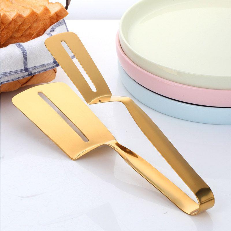304 Stainless Steel Steak Tongs Creative Multifunctional Food Tongs Hand-Held Pancake Spatula Tongs Western Food Barbecue Tongs