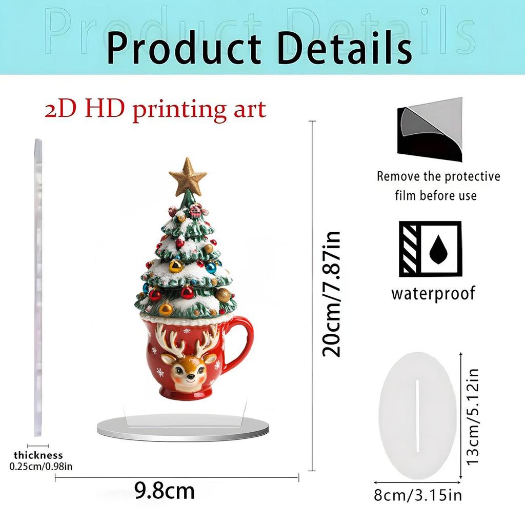 Ornement de table pomme de Noël et du Nouvel An en acrylique 2D