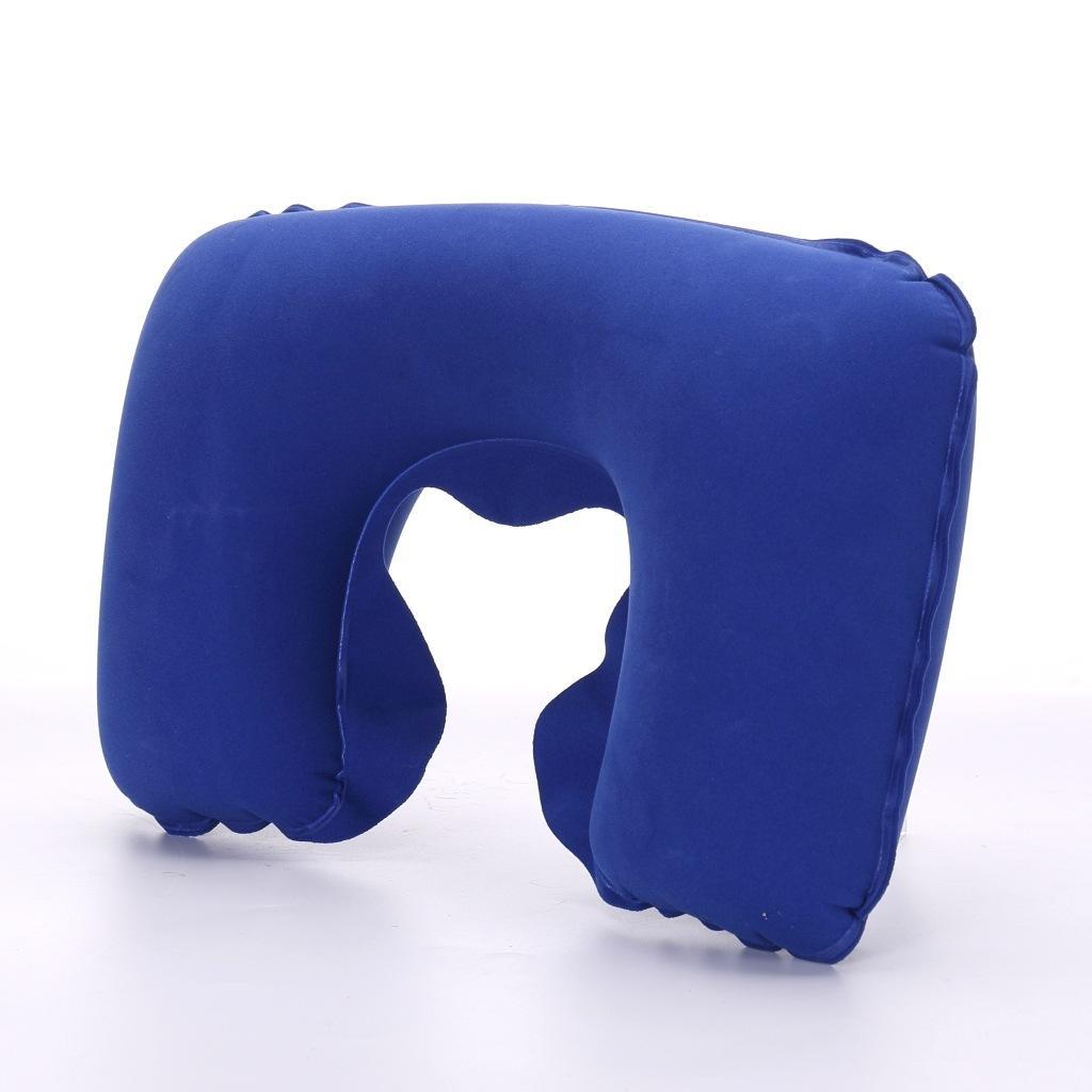 Almohada de Viaje en Forma de U Coche Aire Vuelo Oficina Almohada Inflable para el Cuello Funda de Felpa Corta Soporte de PVC Reposacabezas Cojín Suave para Lactancia