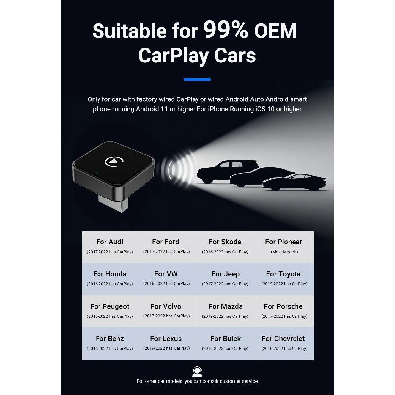 Adaptor Wireless XUDA pentru Android Auto Cutie Mini Inteligentă Plug And Play Universal Pentru VW Toyota Nissan Honda Ford Benz 2025