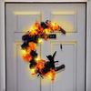 Orange Black Moon Cat Wreath Halloween Wreath Door Hanging Outdoor Courtyard Decoration Wreath Door Hanging Wholesale Atmosphere