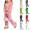 Girls' Printed Hoodie and Sweatpants Set, 2-Piece Casual Outfit for Everyday Wear