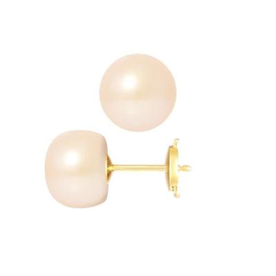 Earrings - - Genuine Freshwater Pearls 9-10 Mm - Yellow Gold - 2 Year Warranty