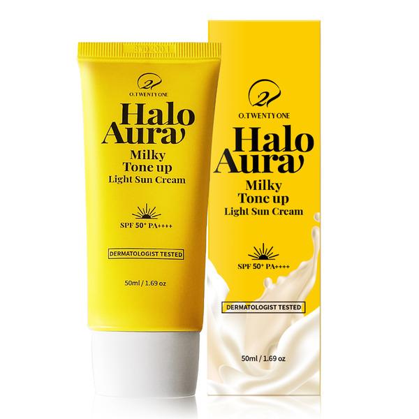 O21 Halo Aura Milky Tone-Up Light Sunscreen 50ml SPF50+ PA++++