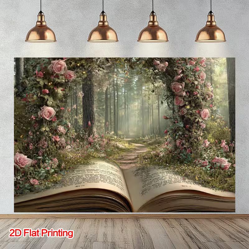

2D Magical Storybook Forest Backdrop Enchanted Rose Path Photography Background Cloth 47.2x31.5inch/120*80cm