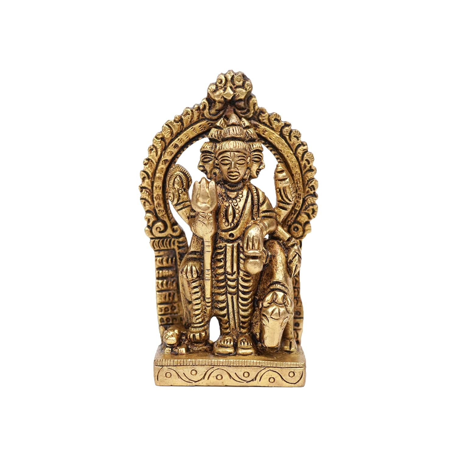 Оригинальная латунная мурти, Божественный идол Даттатреи, Господь Брахма, Тройное божество, Золото