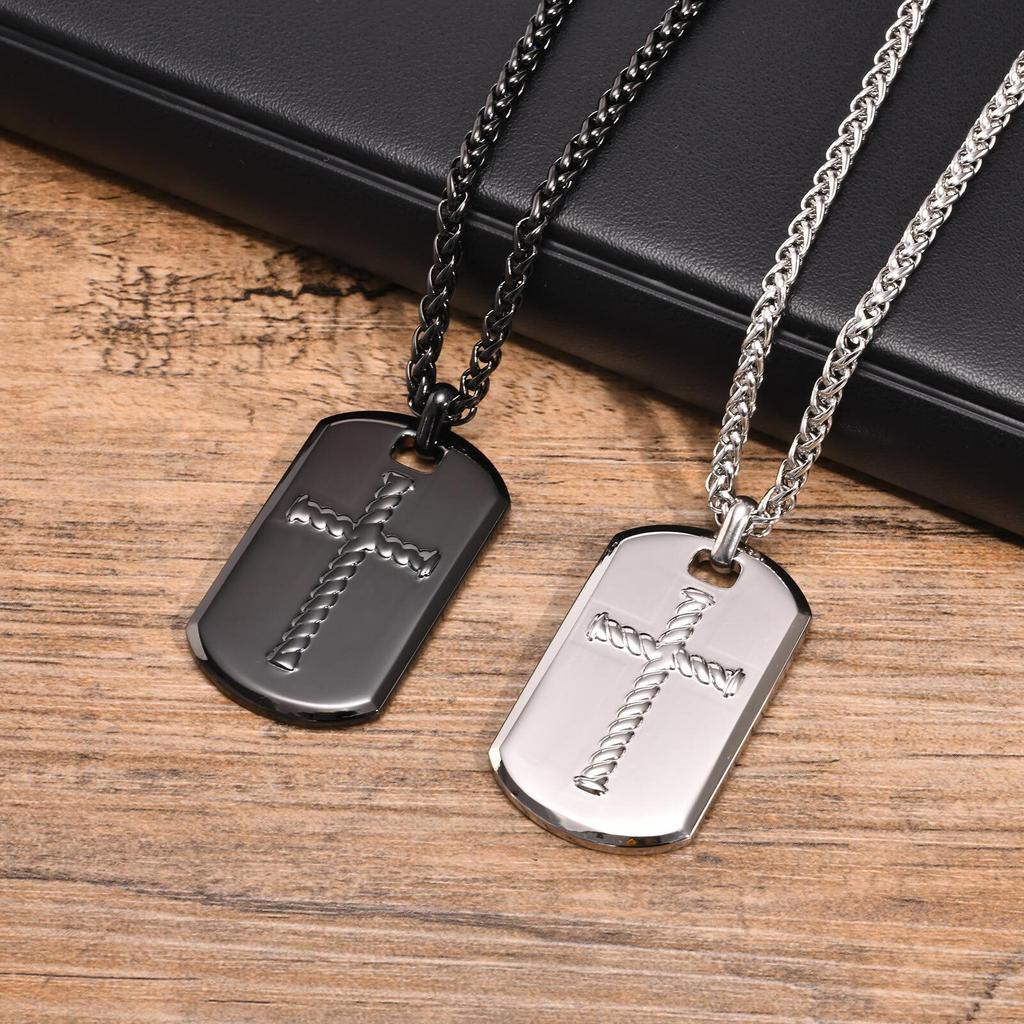 Collares Colgantes de Placa de Perro Cruzados para Hombres Niños, Collares Colgantes de Acero Inoxidable Pulido Alto, Regalos de Joyería para Esposo PAPÁ MEJOR AMIGO