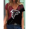 Summer V-neck 3D Football Team Printed Top Fashionable Casual Short Sleeved Women's T-shirts