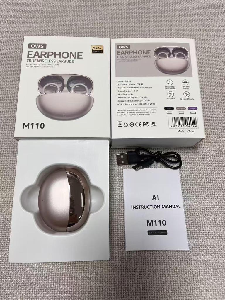 Smart AI Translation Earphones M110, Wireless Ear-clip Design, Painless Long-wear Bluetooth Earbuds