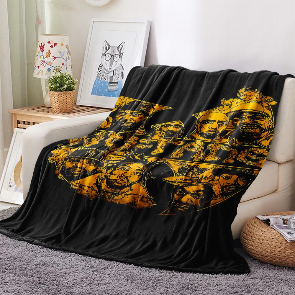 1PC Wu-Tang Clan Print Flannel Blanket, High quality All Seasons, Home Decor, Warmth and Comfort, Perfect for Christmas Gifts