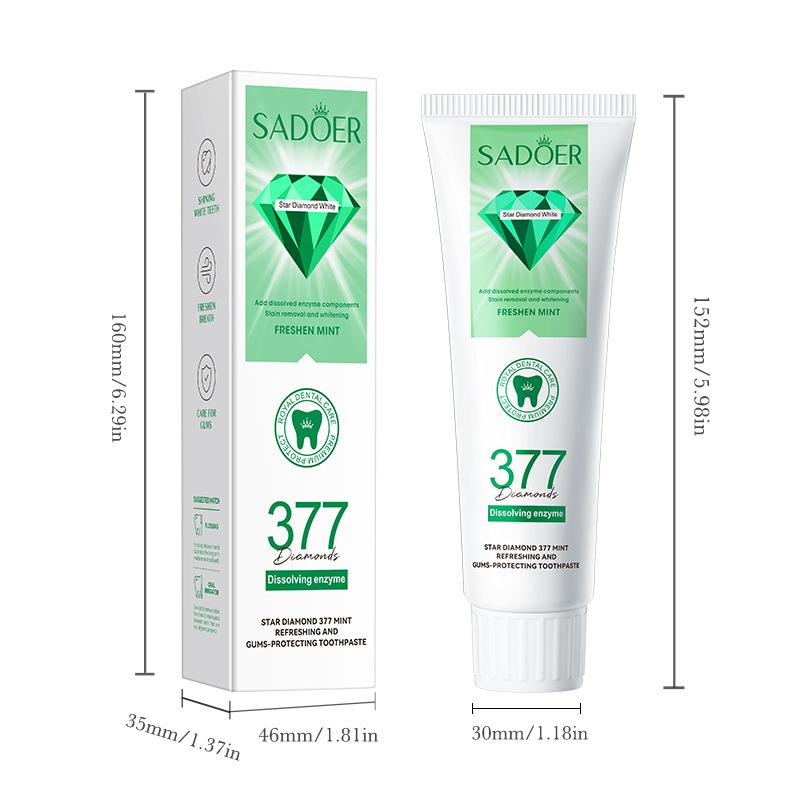 Peppermint refreshing gum care toothpaste, naturally freshens breath and whitens teeth.