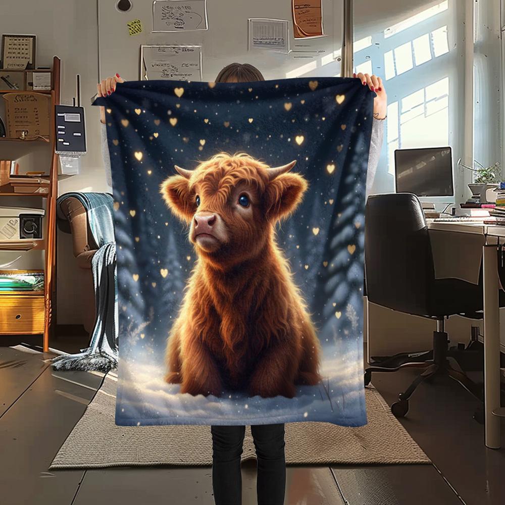 1PC Cute Little Animals Print Flannel Blanket, High Quality Comfortable for All Seasons, Home Decor, Warmth and Comfort