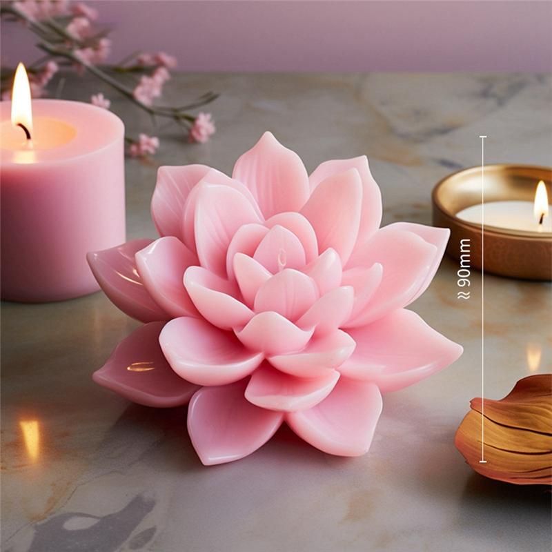 M-Modern-Simulation Lotus Candle Silicone Mold Blossom Flower Soap Fragrance Ornaments Making Chocolate Cake Decor Gift