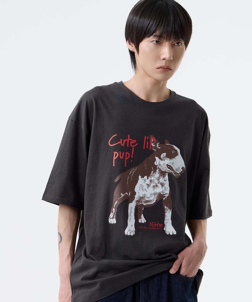 Nasttingijeubeleoldaenmi Bull Terrier Vintage Tee_Charcoal