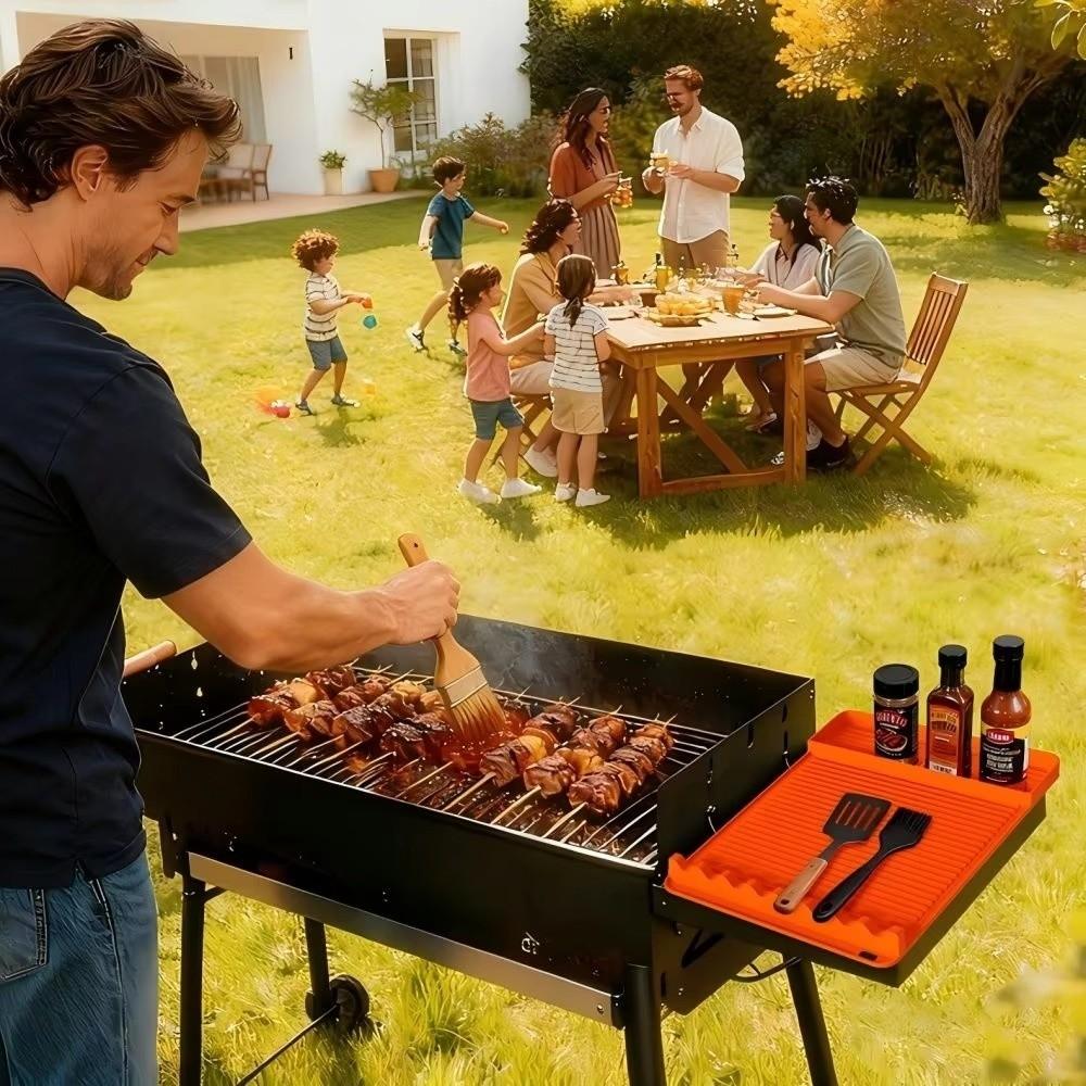 Outdoor BBQ Mat Silicone BBQ Grill Mat Multifunctional Oil Protection Pad  BBQ Accessories
