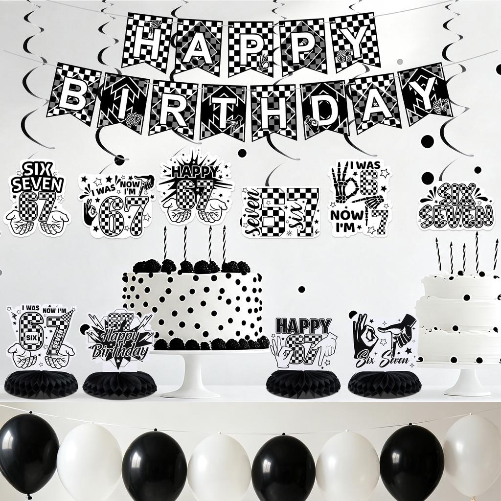 6 7 Geburtstagsdekorationen 11 Stück Sechs Sieben Thema Happy Birthday Dekorationen | Sechs Sieben Geburtstagsfeier Dekoration Lustig 6 7 Meme P