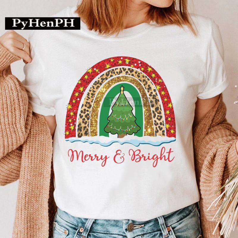 Summer Christmas Elk Printed T-shirt for Men Women Cotton Loose Round Neck Short Sleeve T-Shirts Unisex