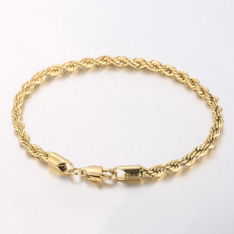 20/21/22cm Stainless Steel Twisted Rope Link Chain for Men Stainless Steel Wrist Jewelry