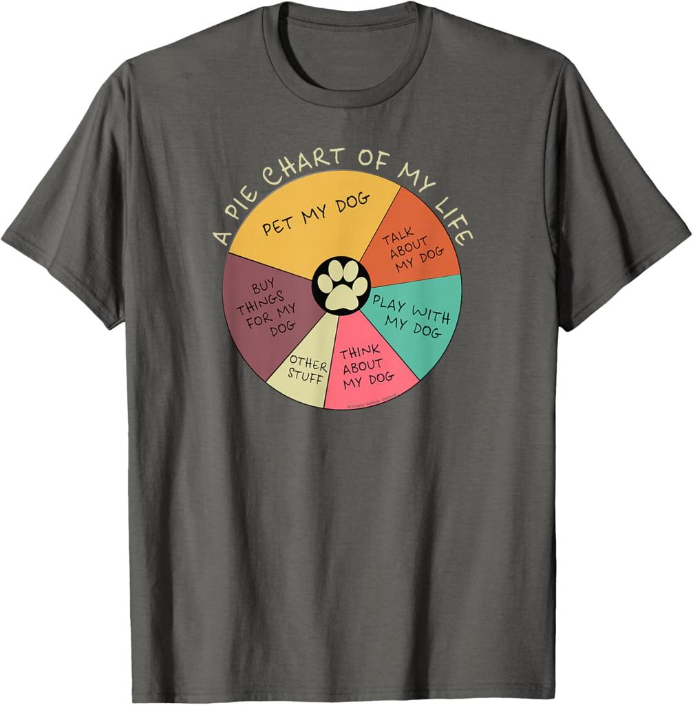 Funny Dog Lover Pie Chart of My Life Graphic Tee Casual Cotton Short Sleeve TShirt