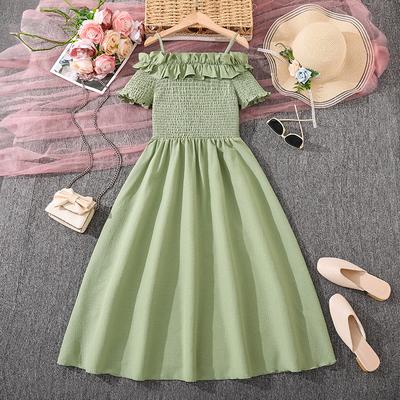 Children's Fashion Dress for Spring and Summer: Sweet Ruffled One-shoulder Halter Princess Dress for Girls