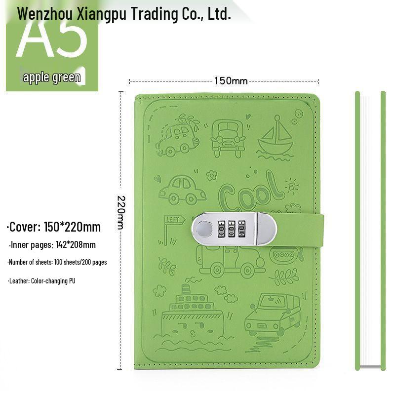 Cartoon Student Password Diary with Lock – Thick Stationery Notebook Planner