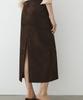 Masimodutti Straight Nubuck Leather Midi Skirt
