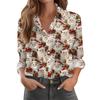 Women's Shirt Blouse Christmas Print Button Long Sleeve Casual Basic Shirt Collar Regular Top