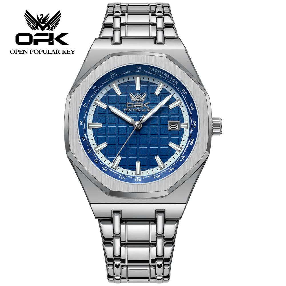 OPK Herrenuhr Business Original Quarz Uhr Automatische Datumsanzeige Uhr für Mann Wasserdicht Leuchtend Edelstahl Uhr