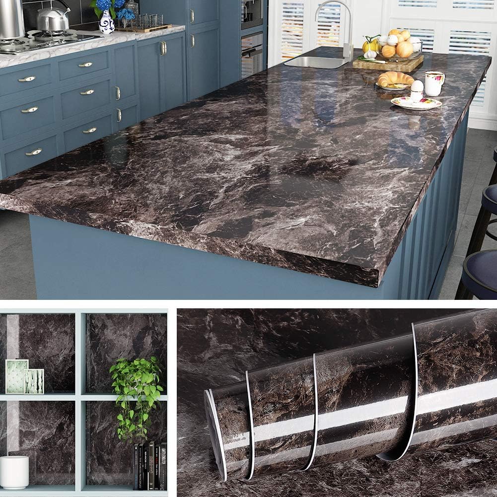 PVC Thickened Waterproof And Oil-proof Marble Wallpaper Self-adhesive Sticker Bathroom Cabinet Cooktop Desktop Decorative Film