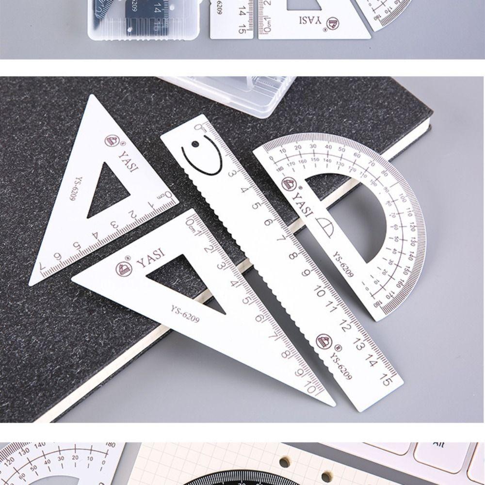 4Pcs/Set Students Supplies Drawing tools Aluminum Alloy Protractor Math Geometry Tool  Child