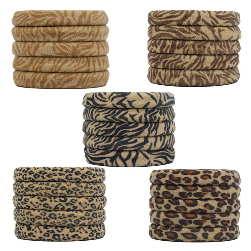 Leopard Print Towel Loop Hair Loop For Women, High Elasticity Ponytail, Rubber Band Hair Rope
