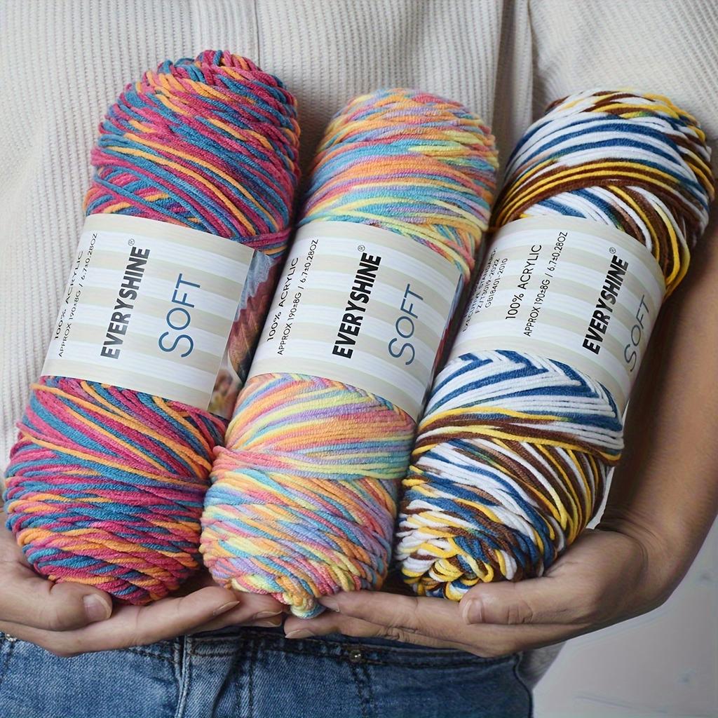 6pcs Gradient Super Bulky Yarn for Blankets Jumbo Polyester Bundle (1.14kg) - Extra Thick Multicolor DIY Knitting Crochet Kit for Chunky Home Decor
