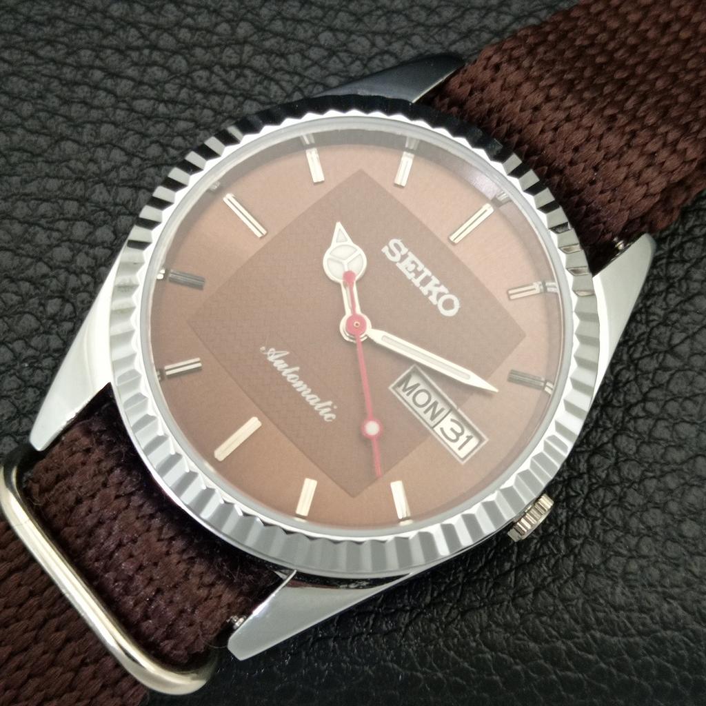 AUTOMATIC VINTAGE REFURBISHED SEIKO 6309A JAPAN MENS BROWN DIAL WATCH a443162-1