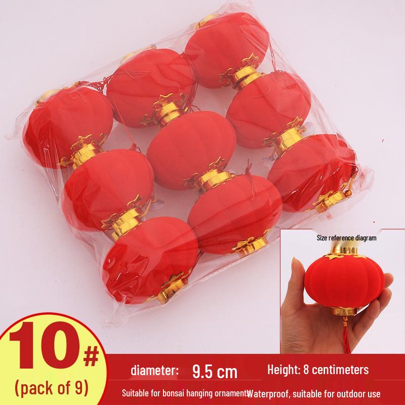Handmade Red Flocked Lantern Ornaments for Trees: Chinese-Style New Year and Wedding Decorations