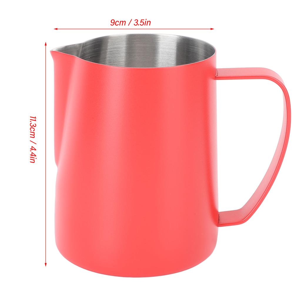 600ml Milk Frother Jug 304 Stainless Steel Coffee Frothing Cup Point Mouth Latte Art Pitcher with Scale for Home Kitchen Cafe