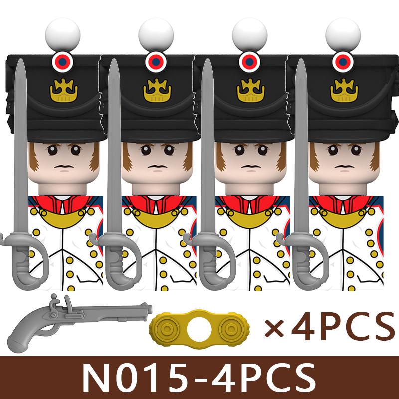 4pcs Medieval Castle Knight Building Blocks MIlitary Napoleon Soldier Figures War Army Legion Accessories Imperial Navy Bricks Toys