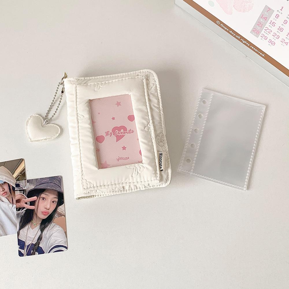 Portable INS Bow Kpop Photo Album Mini 3 Inch Idol Binder Photo Card with 10Pages Inner Sheets Photo Storage Album