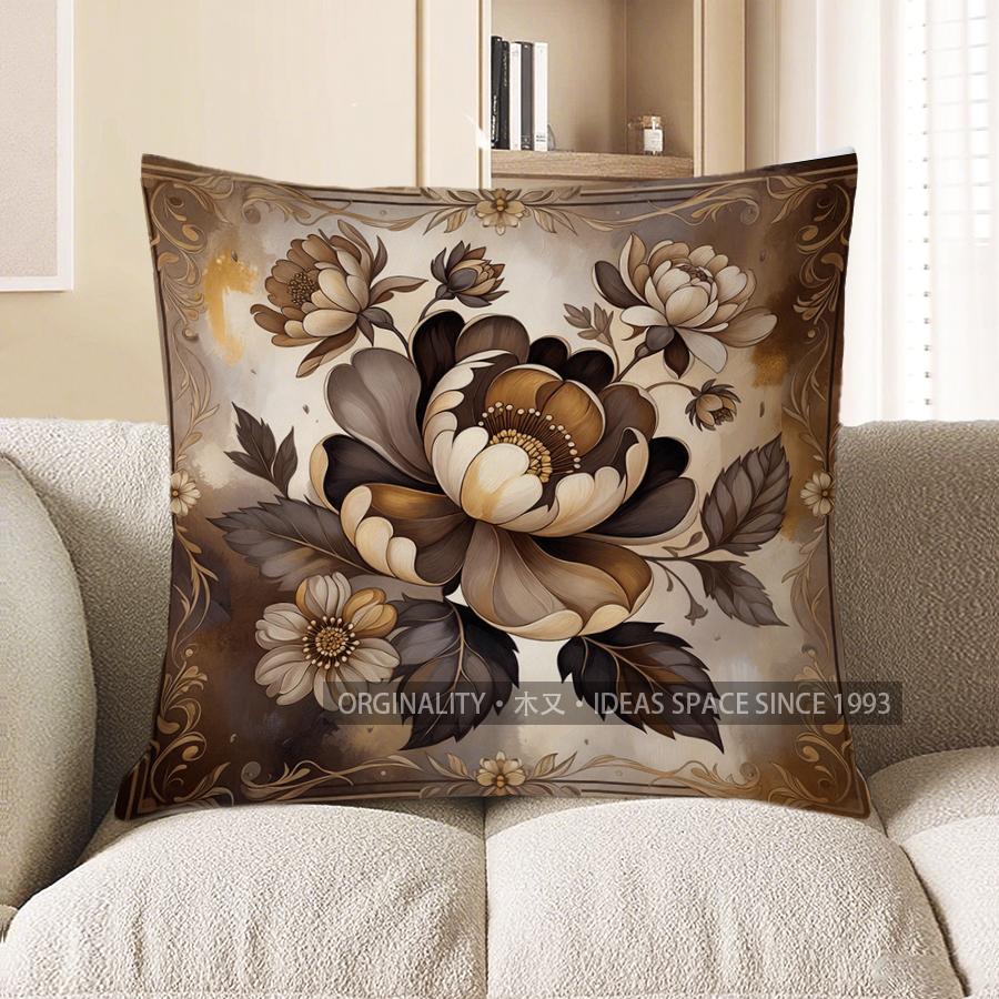 2D Floral Patterned Decorative Pillow Covers For Sofa Pattern Cushion Cover Suitable For Sofa Bedroom Car Pillow Cover
