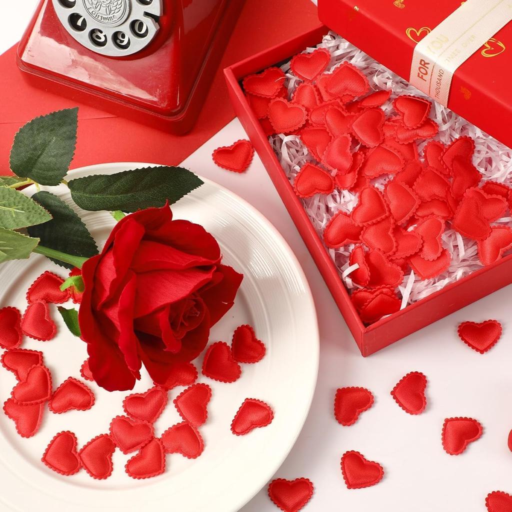 JUNEBRUSHS 300 Pcs Valentines Day Heart Confetti Red Heart Shaped Sponge Petal Valentines Confetti for Valentines Day Vase Filler Photo Props Crafts