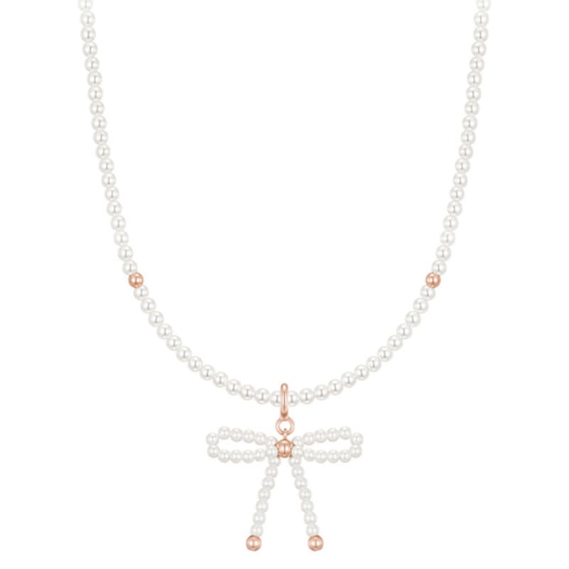 J.ESTINA Mariel Ribbon Pearl Bead Necklace + Pendant Set (SET-J0-0908)