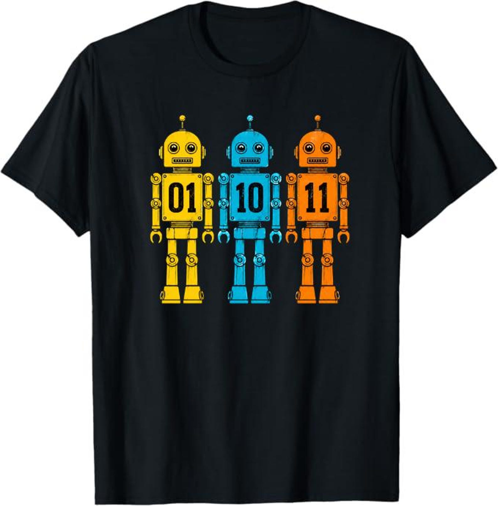 Binary Code Robots 01 10 11 T-Shirt, Coding Geek Gift, Programmer Robot, Funny Coding Robot Shirt Binary 01 10 11 T-Shirt 3XL