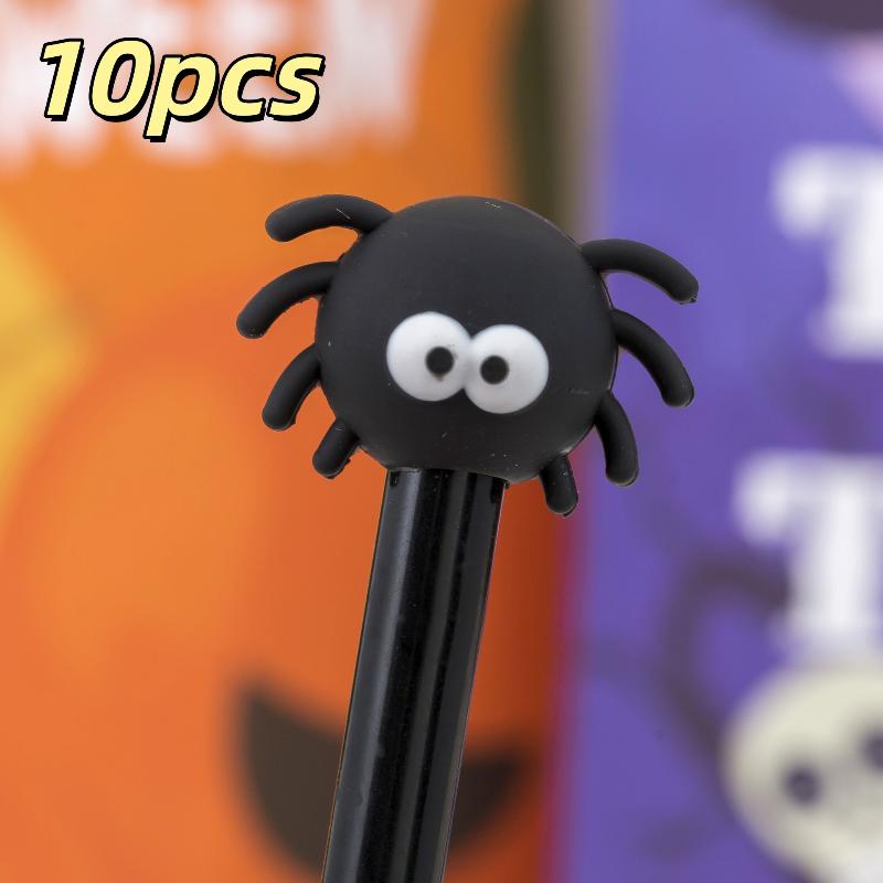 

10Pcs Halloween Cute Cartoon Pumpkin Ghost Bat Black Neutral Pen Student Gifts Prizes Writing Stationery School Supplies